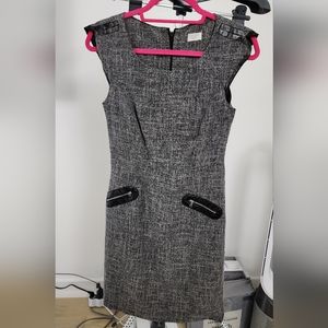 Faux leather trim office dress